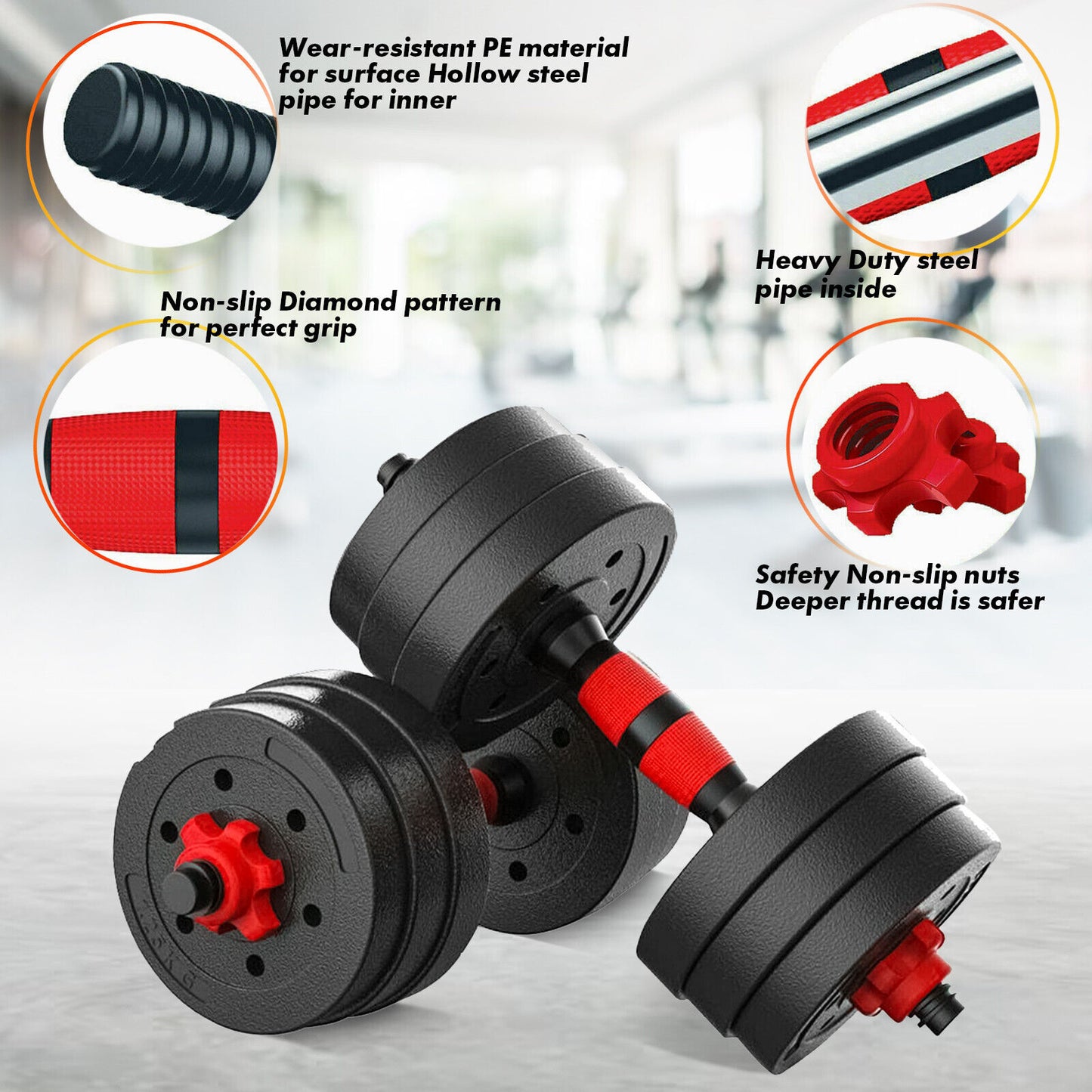 15/20/30/40 Kg Dumbbell Barbell Weight Set