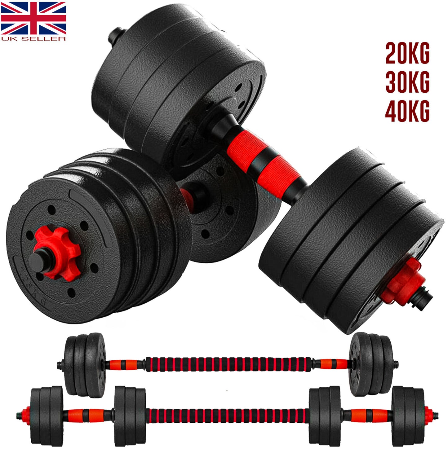 15/20/30/40 Kg Dumbbell Barbell Weight Set