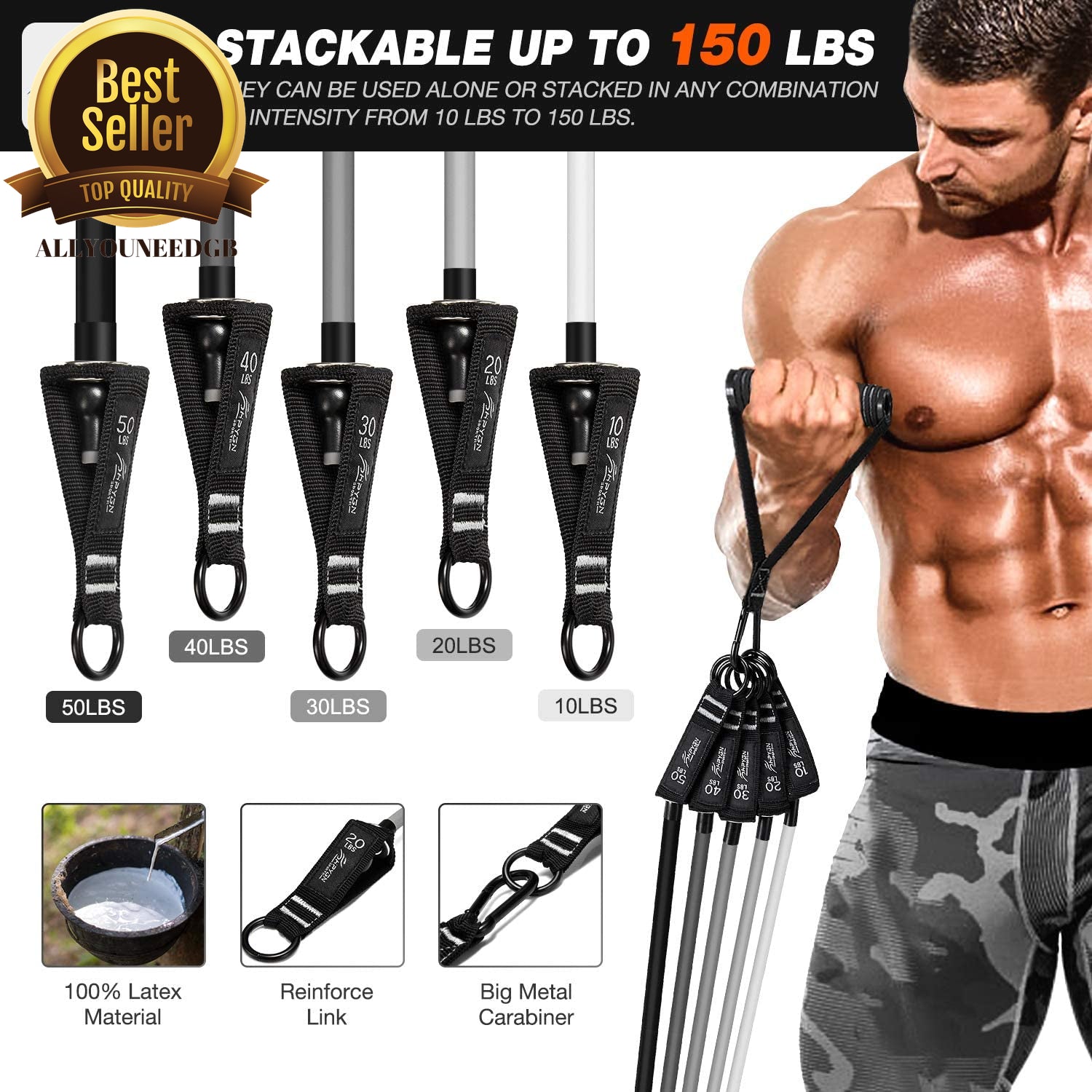 Resistance Bands Set 150-250Lbs