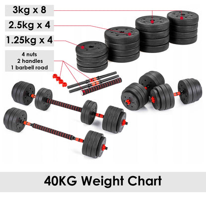 15/20/30/40 Kg Dumbbell Barbell Weight Set
