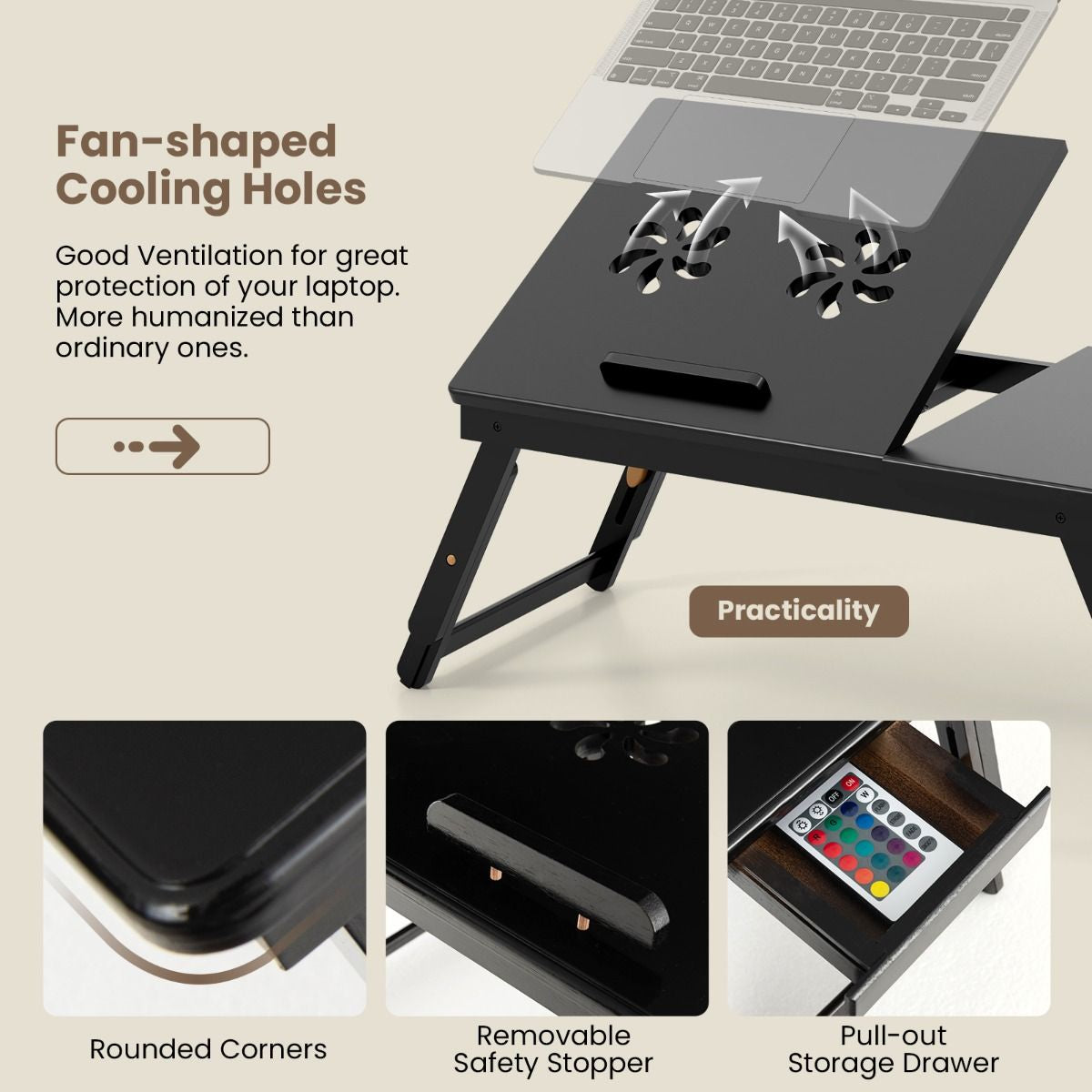 Portable Bamboo Laptop Lap Tray