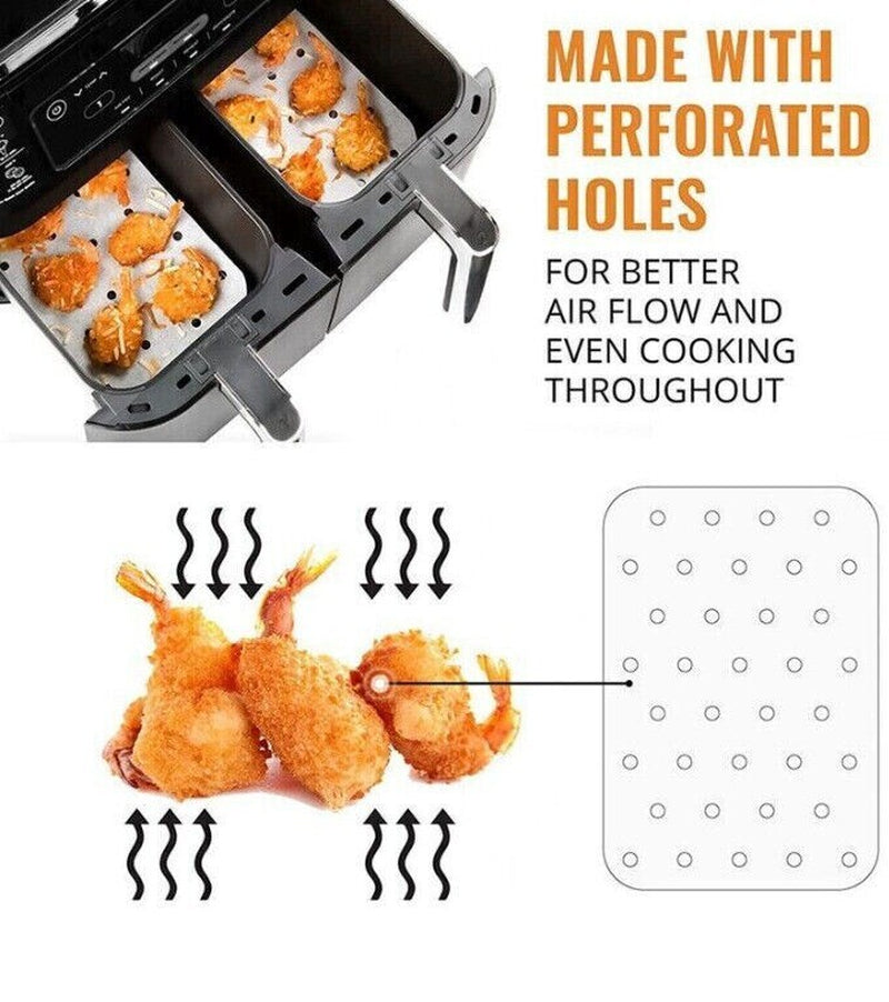 80X Rectangle Air Fryer Disposable Liner Sheets