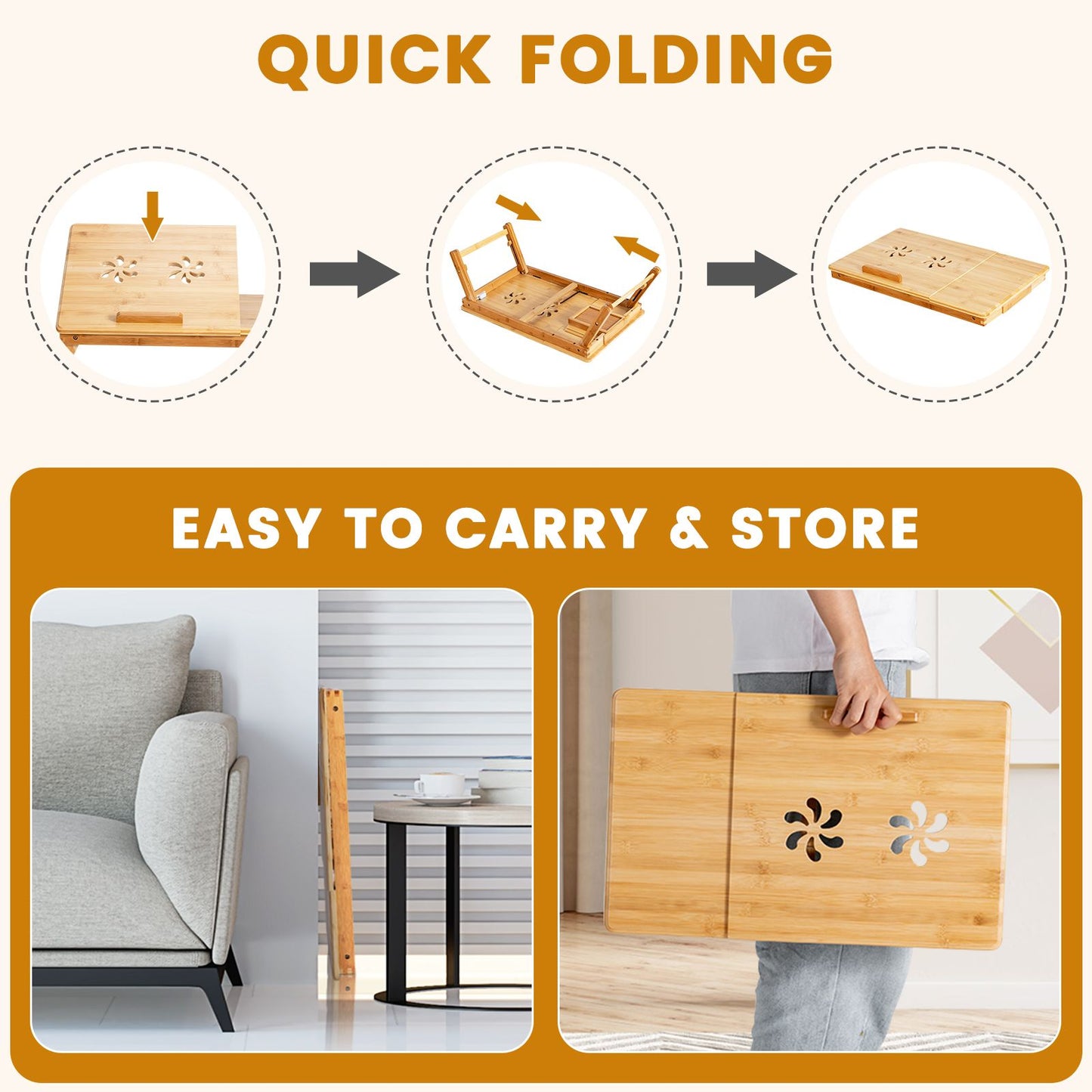 Portable Bamboo Laptop Lap Tray