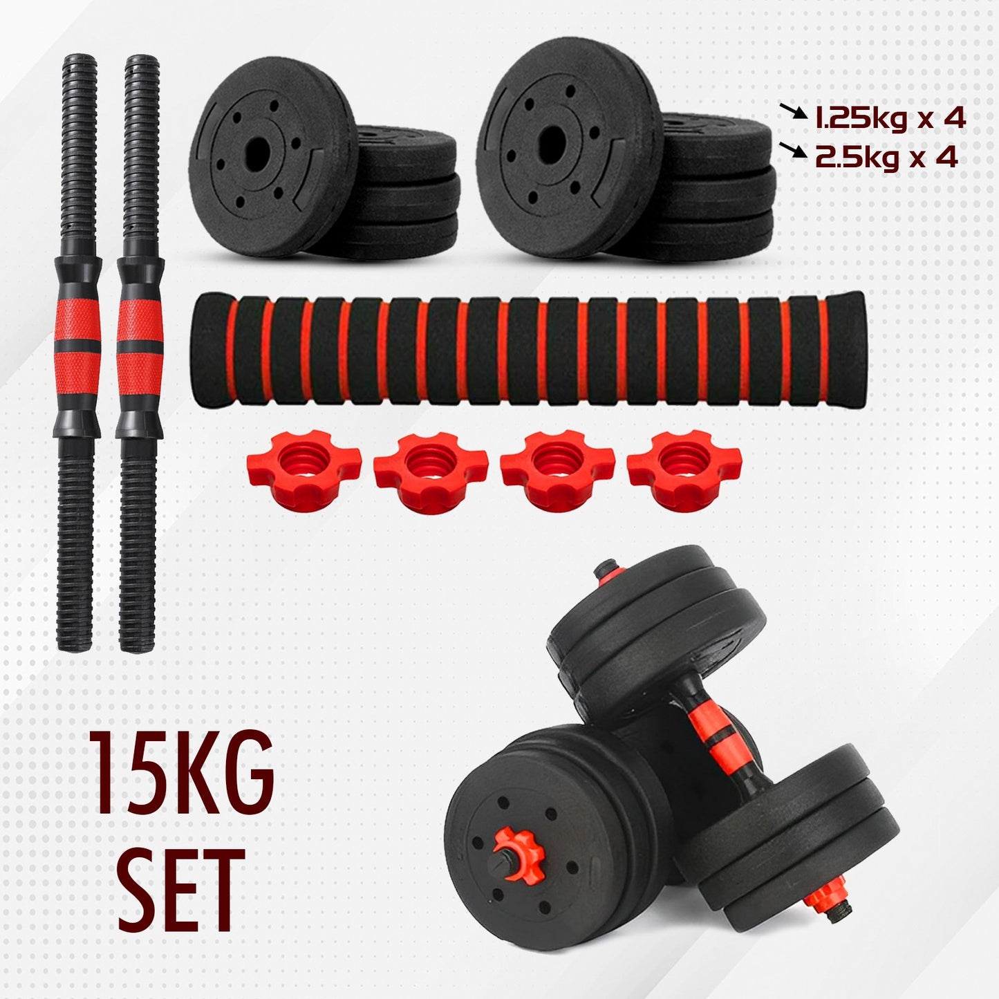 15/20/30/40 Kg Dumbbell Barbell Weight Set