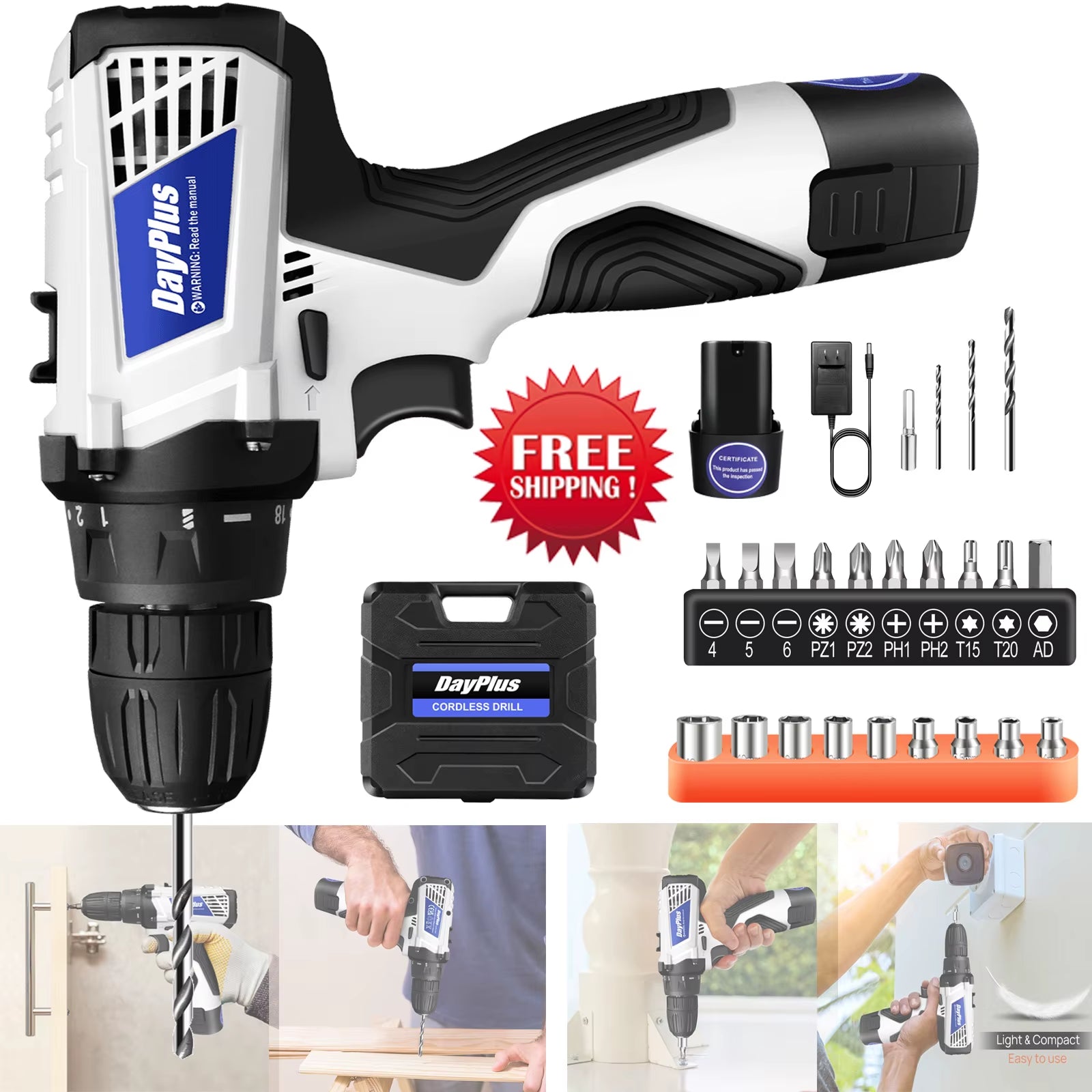 Cordless Drill ,2 in 1 Electric Screwdriver Driver Tool Kit