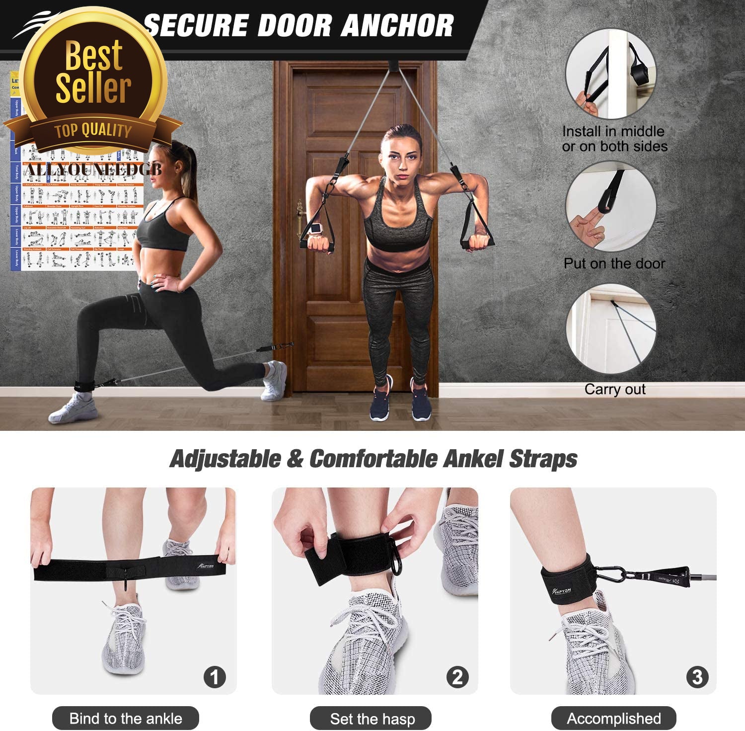Resistance Bands Set 150-250Lbs