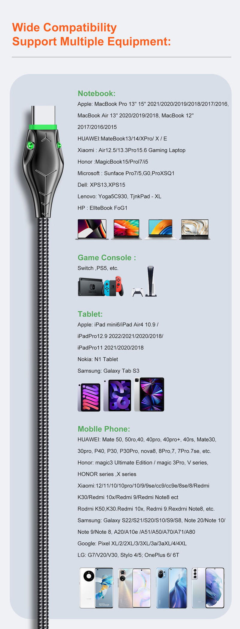 Type C to Type C Cable PD 60W Fast Charger 