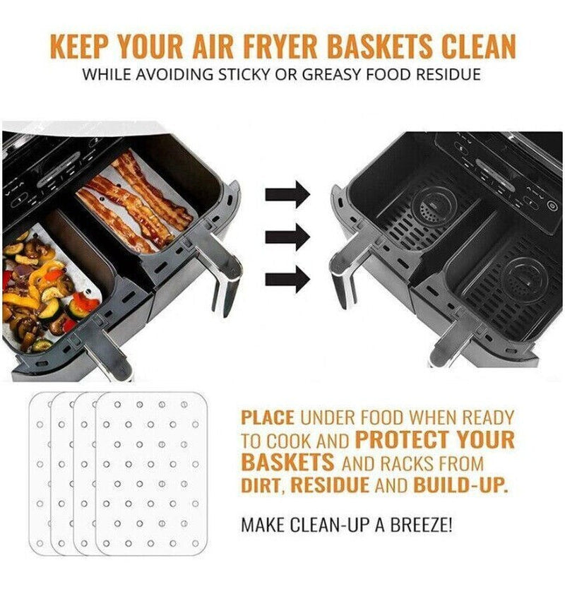 80X Rectangle Air Fryer Disposable Liner Sheets
