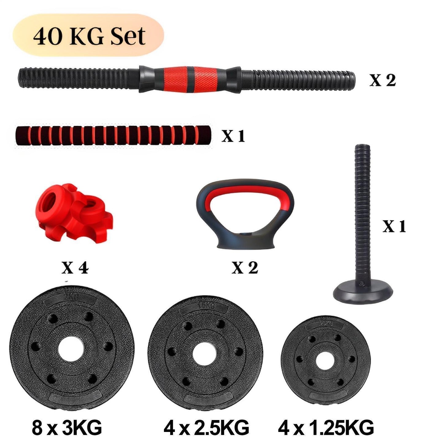 15/20/30/40 Kg Dumbbell Barbell Weight Set