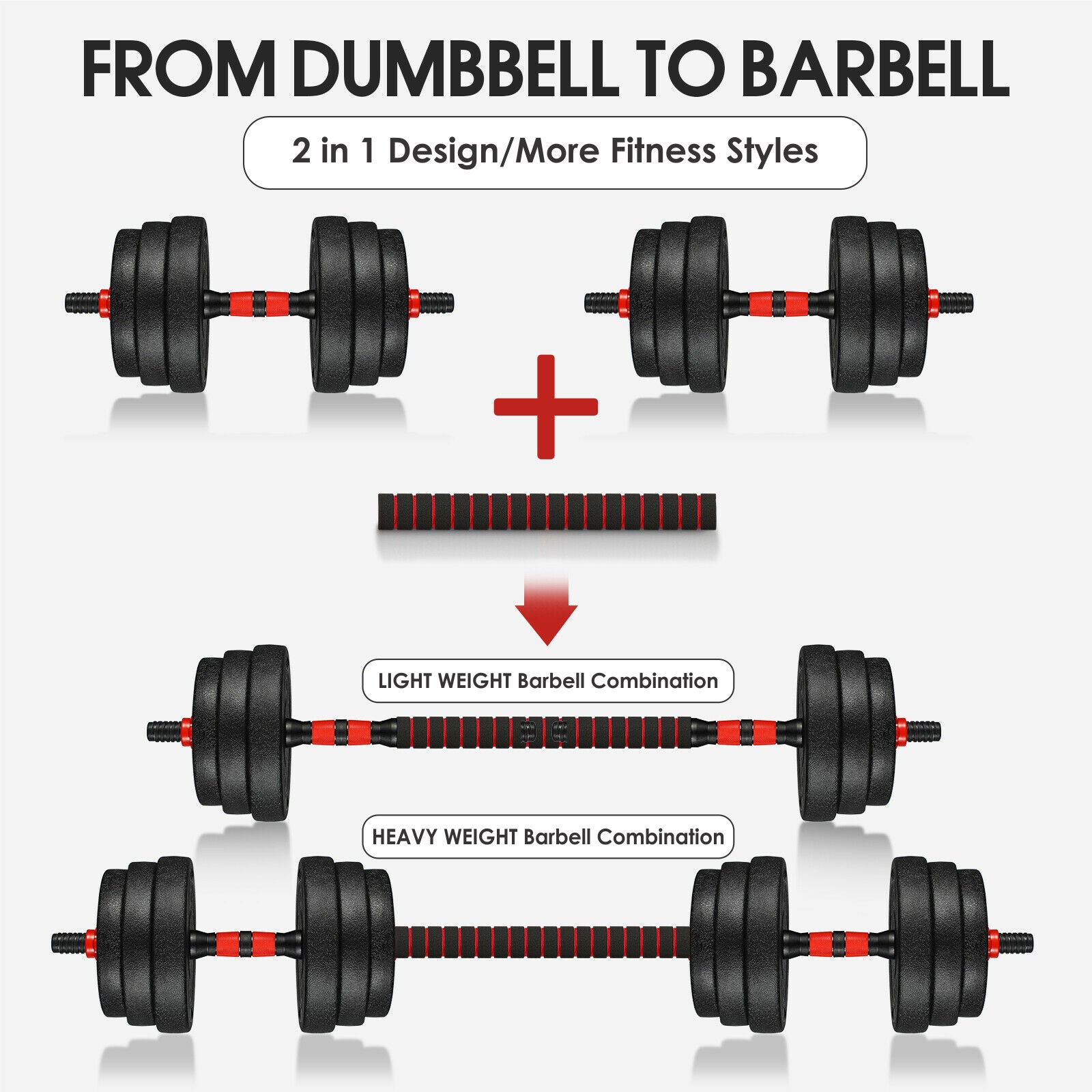 15/20/30/40 Kg Dumbbell Barbell Weight Set